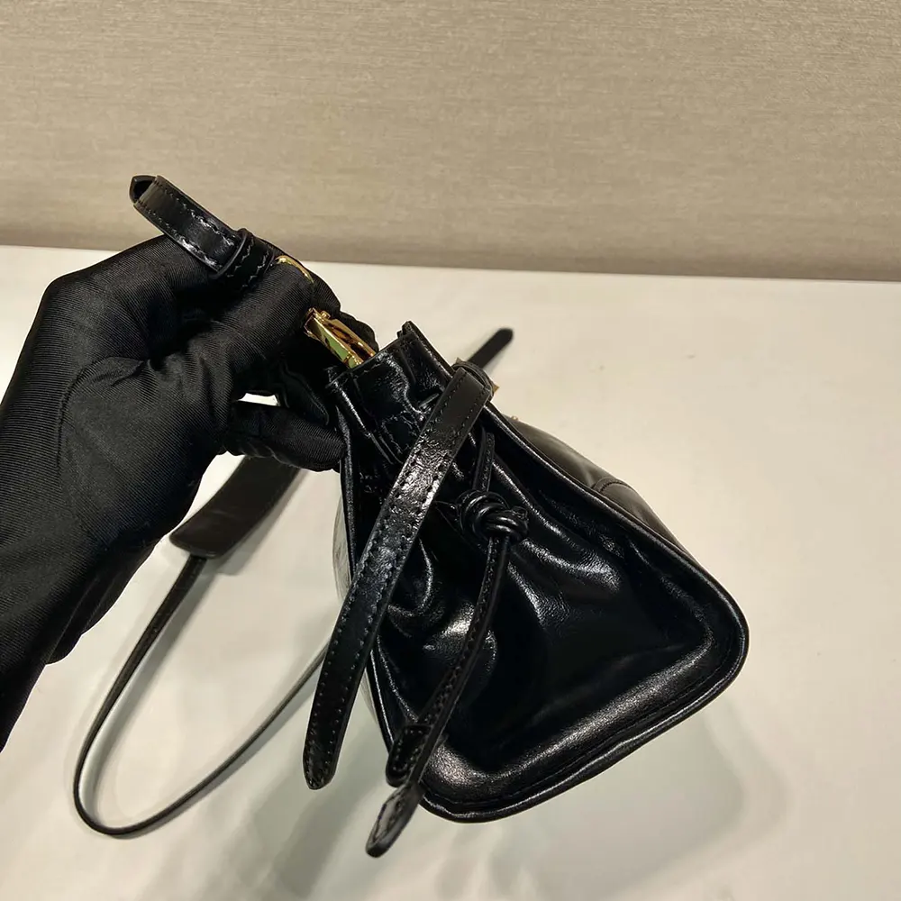 Prada Women Small Leather Shoulder Bag-Black - image 7