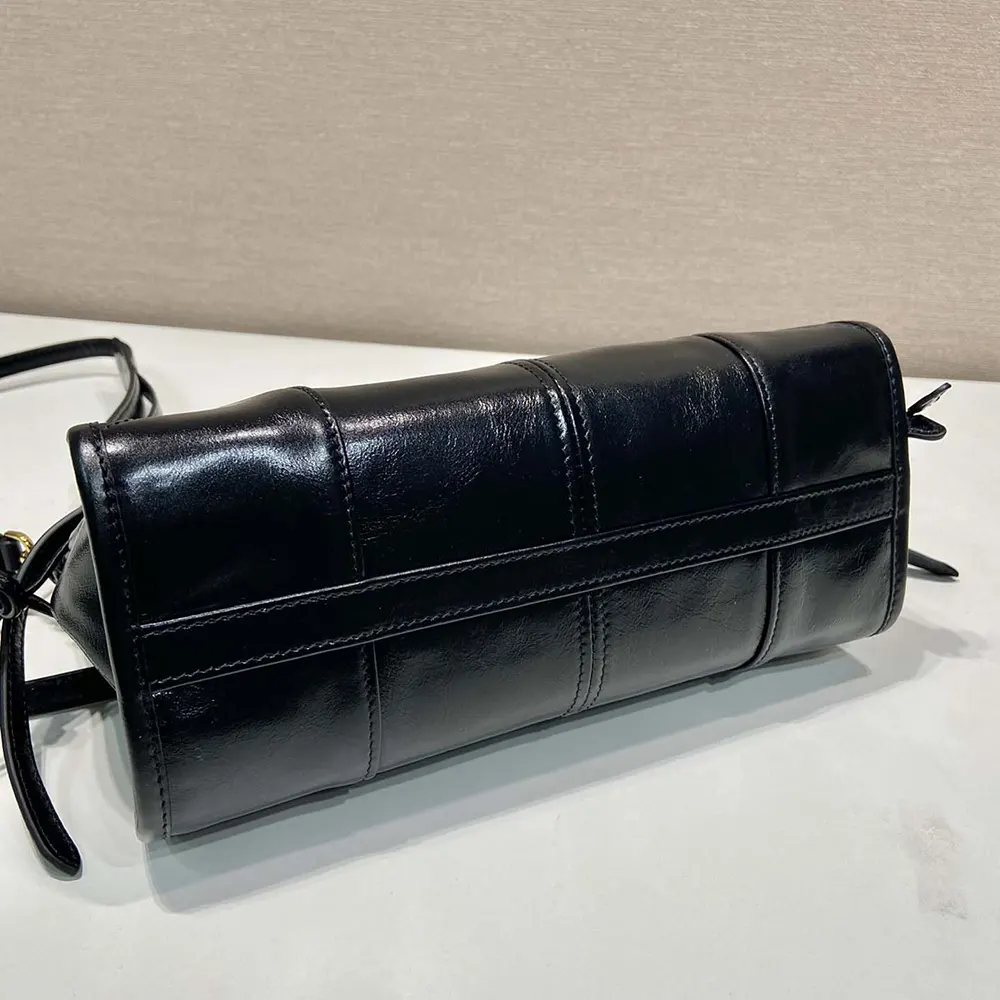 Prada Women Small Leather Shoulder Bag-Black - image 6