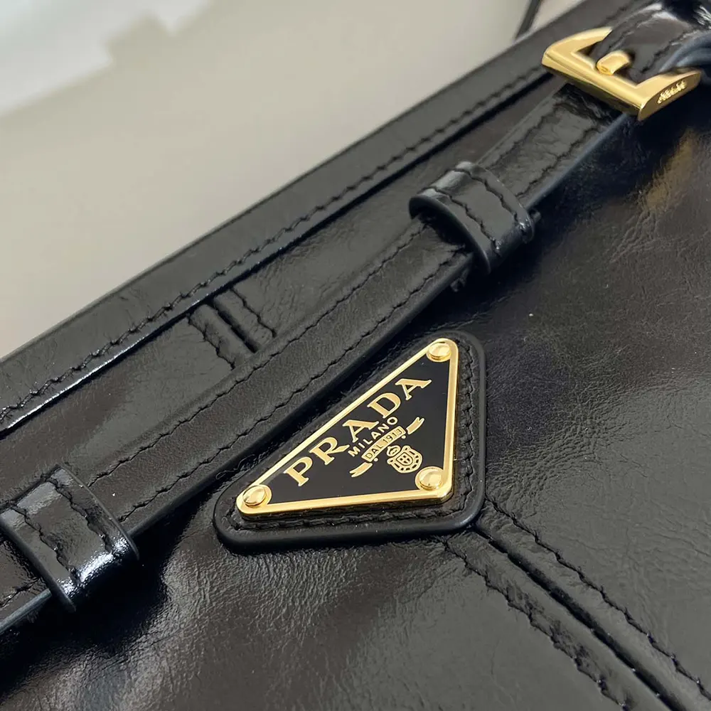Prada Women Small Leather Shoulder Bag-Black - image 8