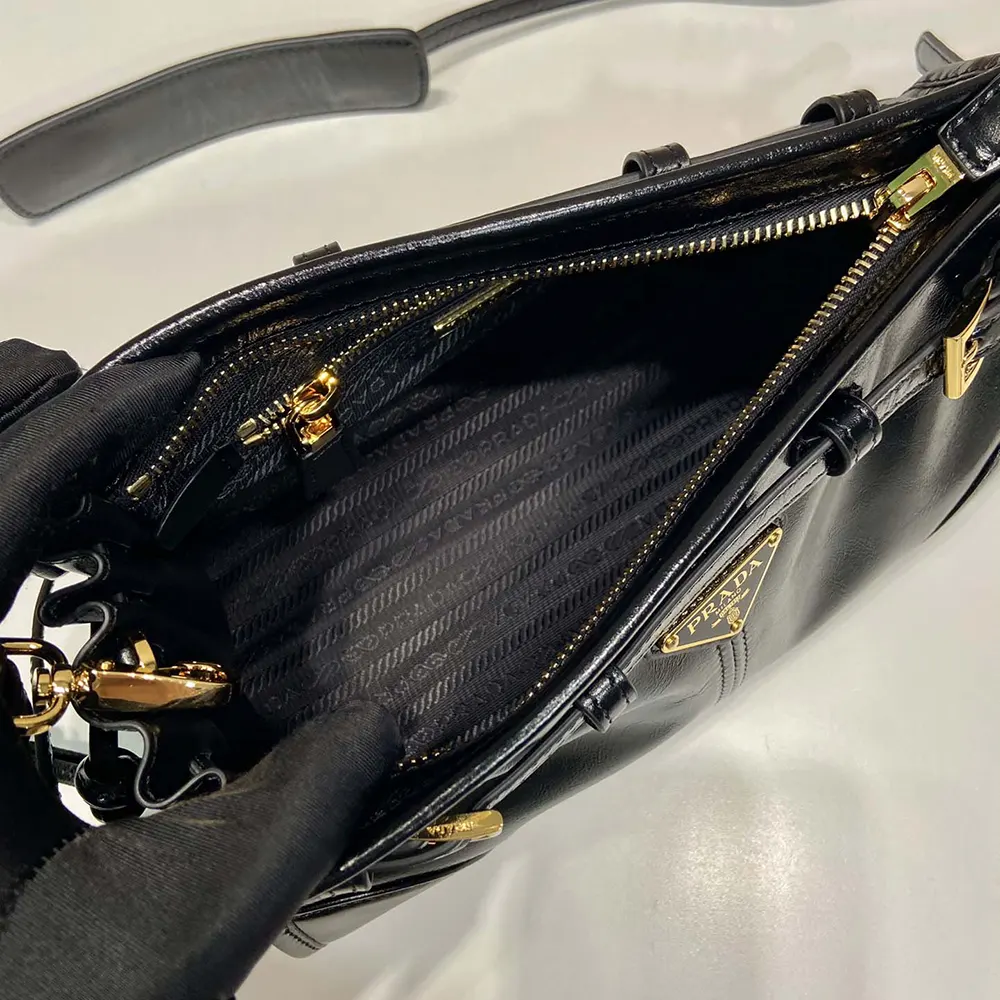 Prada Women Small Leather Shoulder Bag-Black - image 9
