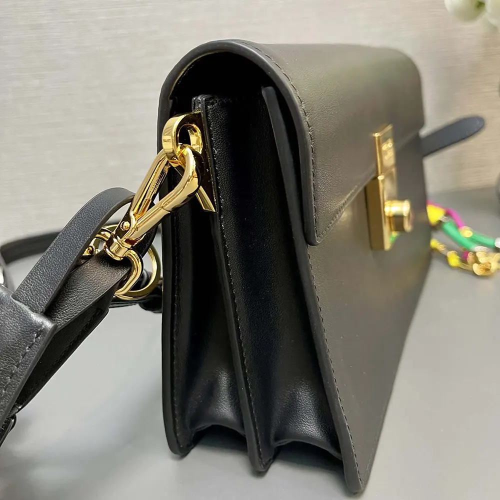 Prada Women Soft Sound Small Leather Shoulder Bag with Charms-Black - image 6