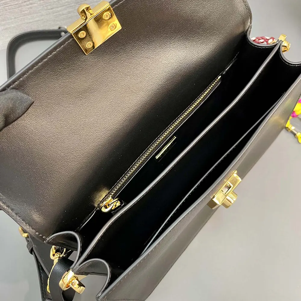 Prada Women Soft Sound Small Leather Shoulder Bag with Charms-Black - image 8