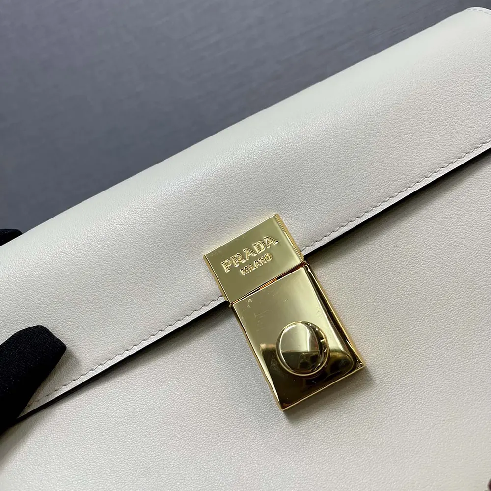 Prada Women Soft Sound Small Leather Shoulder Bag with Charms-White - image 8