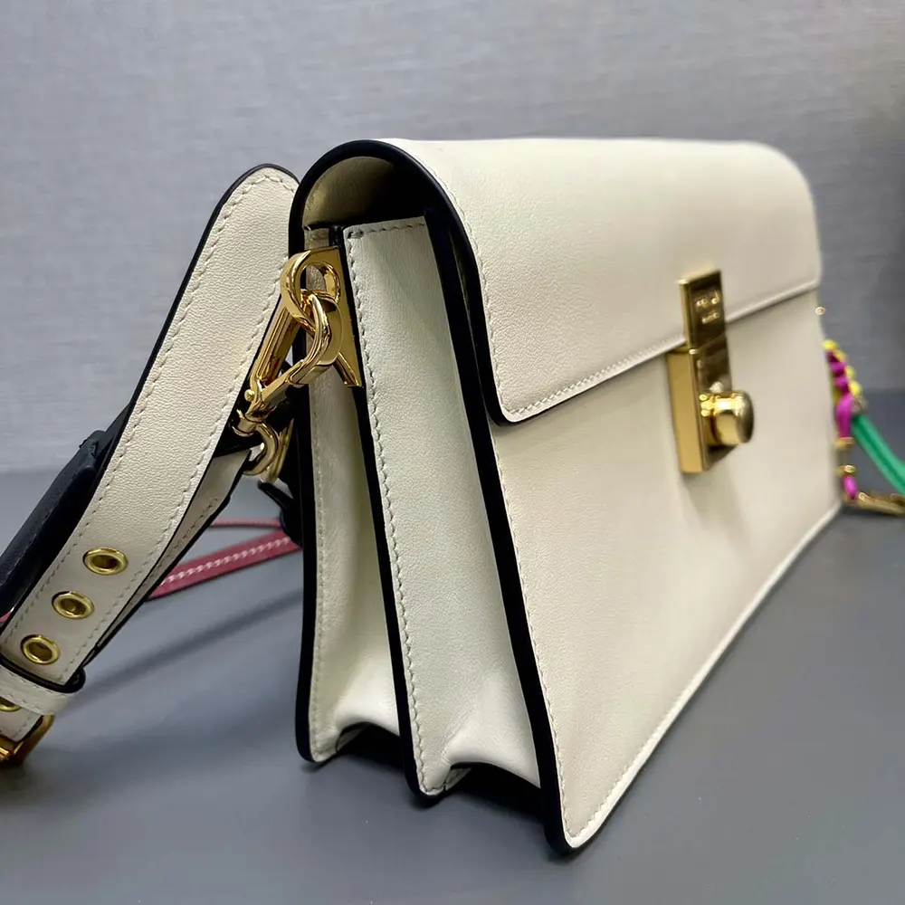 Prada Women Soft Sound Small Leather Shoulder Bag with Charms-White - image 6
