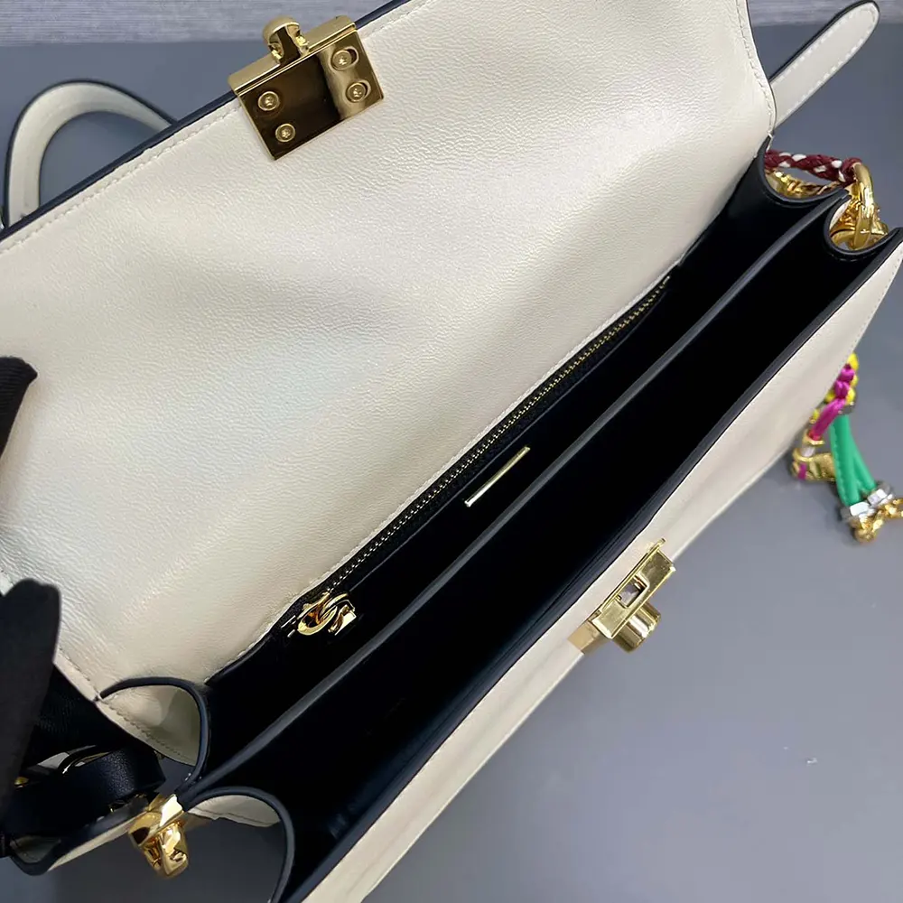 Prada Women Soft Sound Small Leather Shoulder Bag with Charms-White - image 9