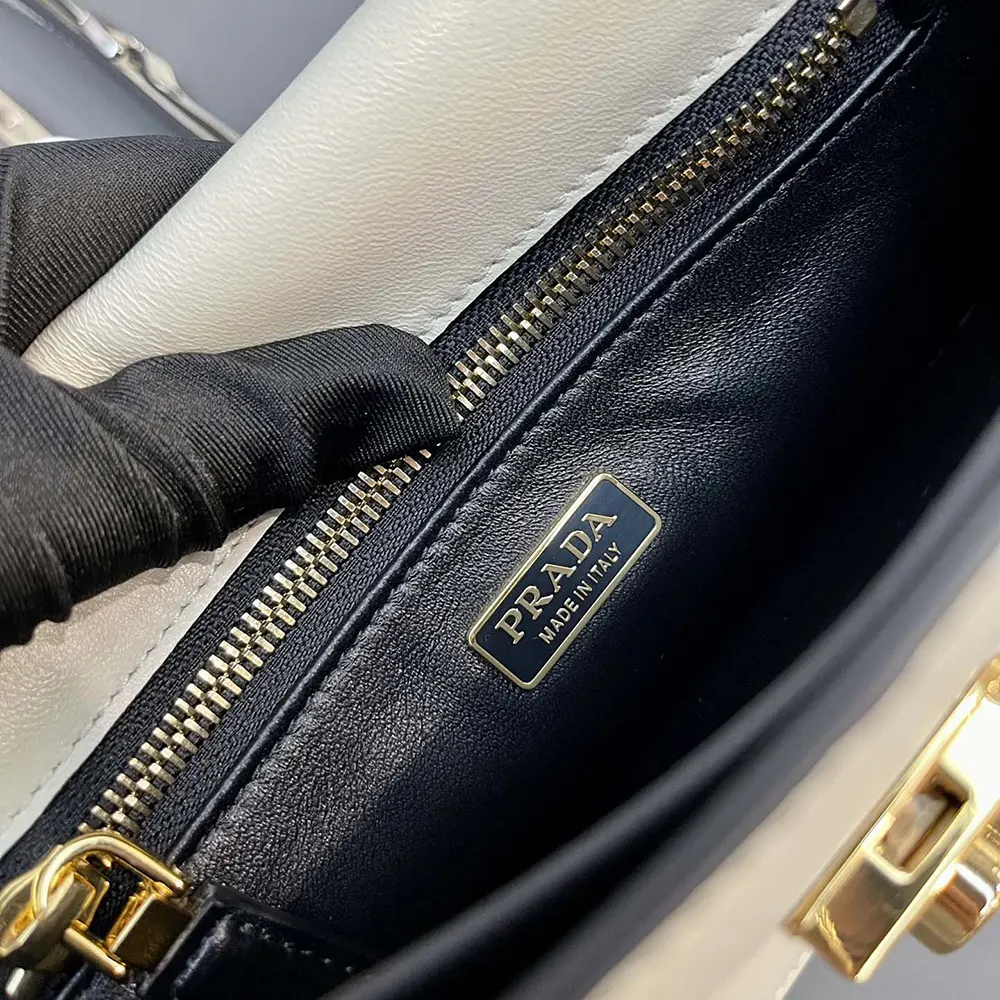 Prada Women Soft Sound Small Leather Shoulder Bag with Charms-White - image 10