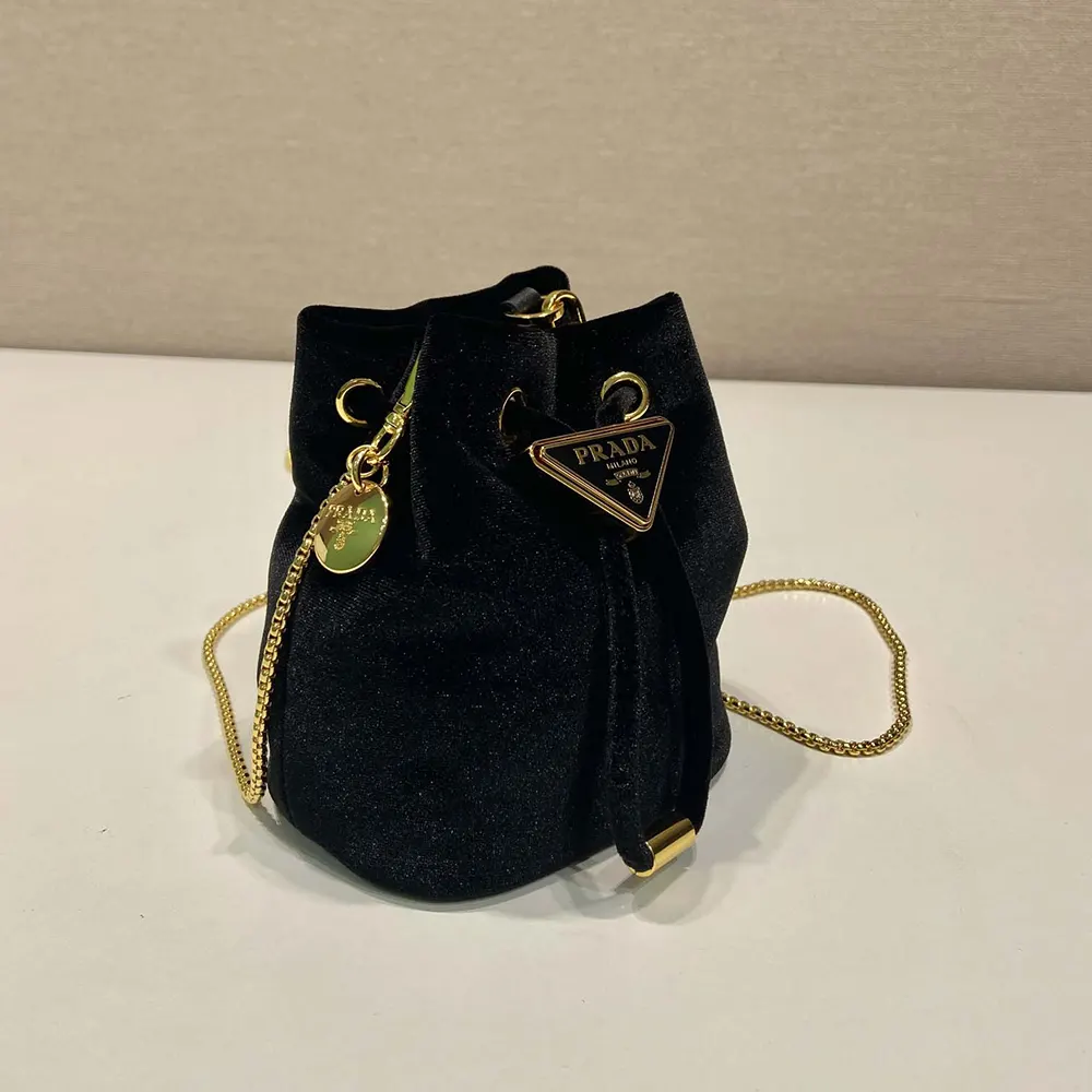 Prada Women Velvet Mini Pouch-Black - image 4