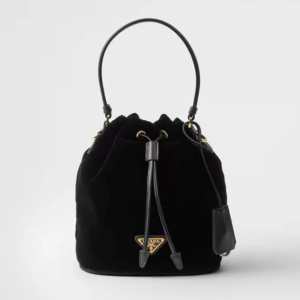 Front view of Prada Women Velvet Mini-bag with Nappa Leather Details