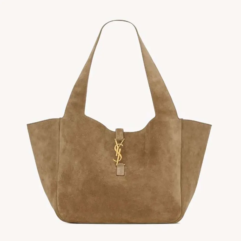 Front view of Saint Laurent YSL Women Le 5 à 7 Bea in Suede handbag