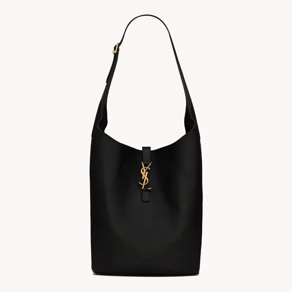 Front view of Saint Laurent YSL Women Le 5 à 7 Hobo in Grained Leather