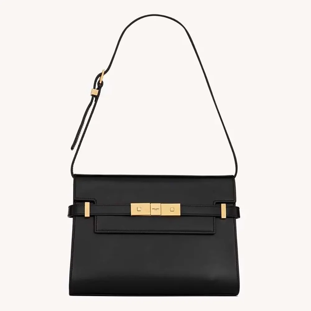Front view of Saint Laurent YSL Women Manhattan Small in Box Saint Laurent-Black bag