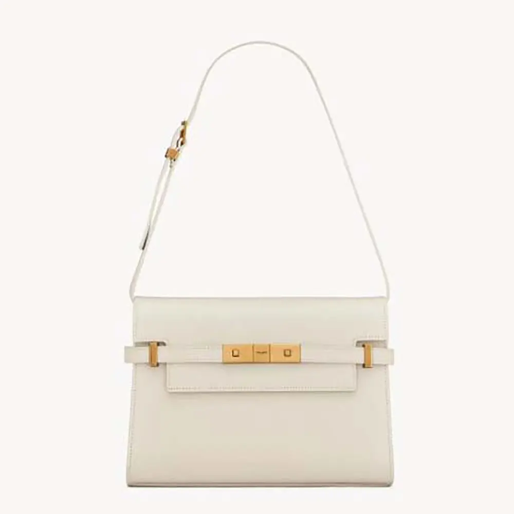 Front view of Saint Laurent YSL Women Manhattan Small in Box Saint Laurent-White bag