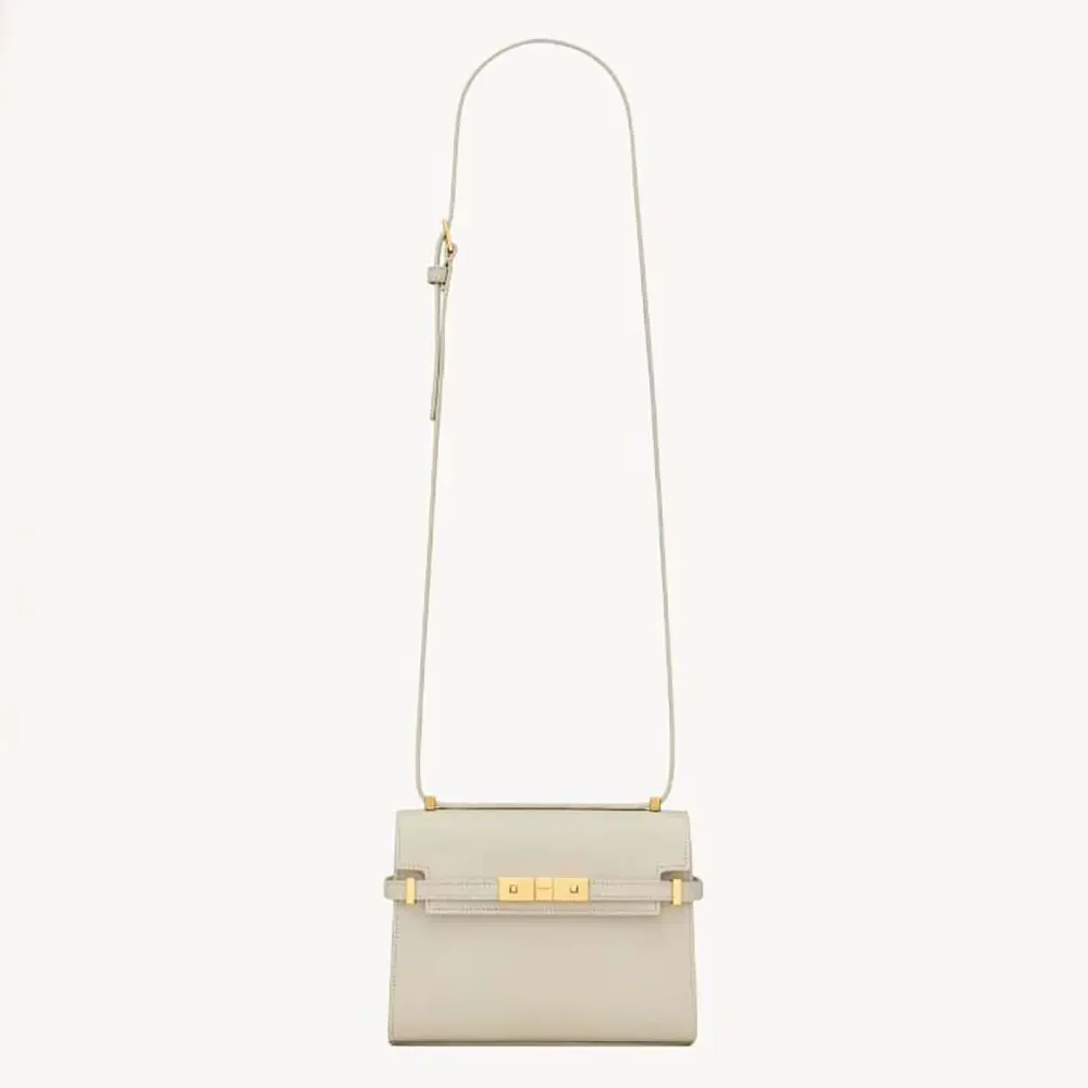 Front view of Saint Laurent YSL Women Mini Manhattan in Box Saint Laurent-White