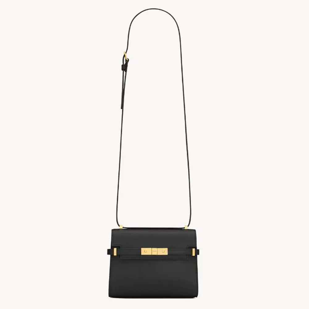 Front view of Saint Laurent YSL Women Mini Manhattan in Box Saint Laurent-Black