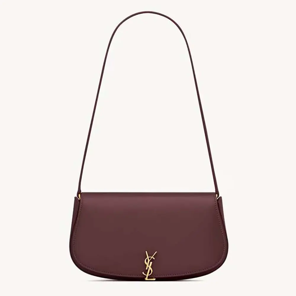 Front view of Saint Laurent YSL Women Mini Voltaire in Box Saint Laurent Bordeaux bag