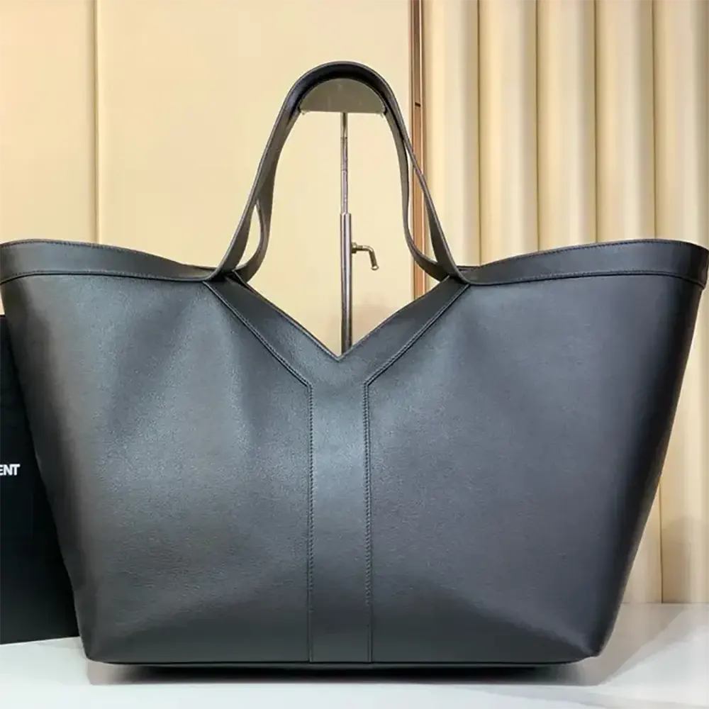 Side view showing slim profile of Saint Laurent YSL Women Y Tote
