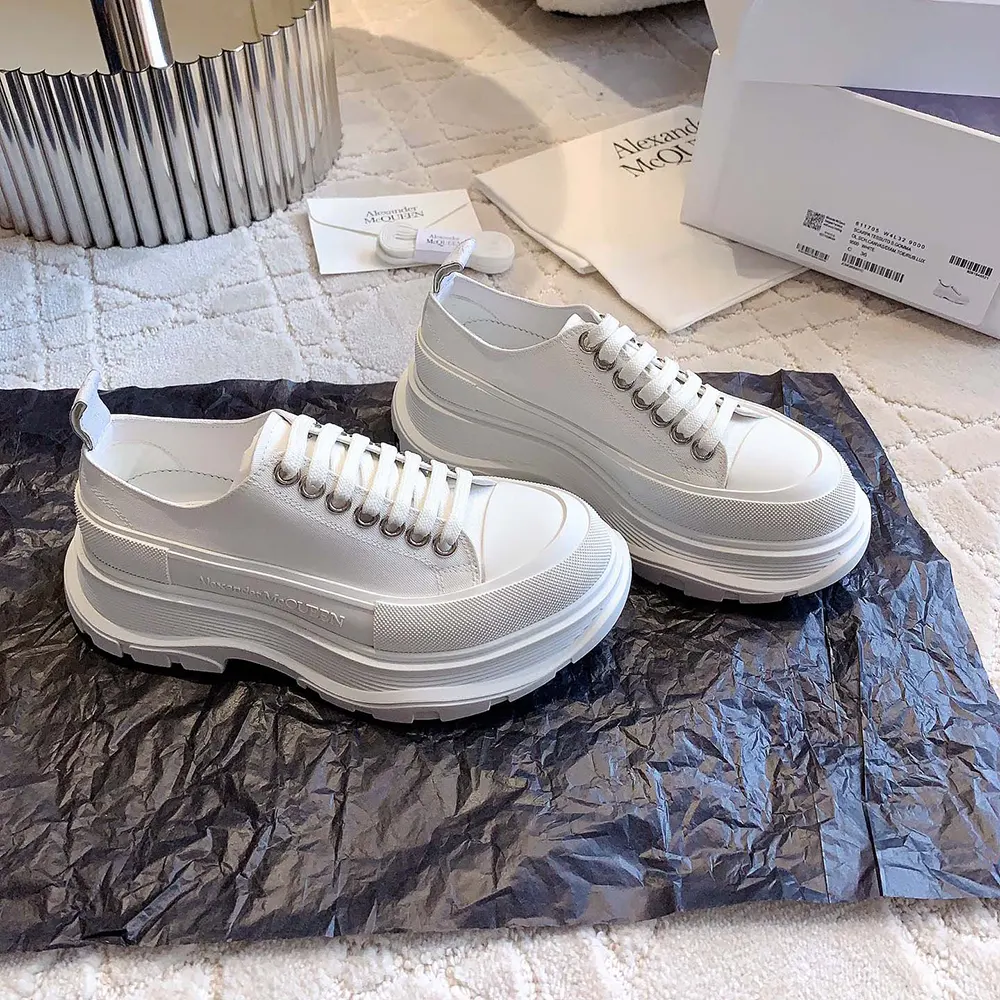 Sole view highlighting chunky tread on Alexander Mcqueen lace-up shoes