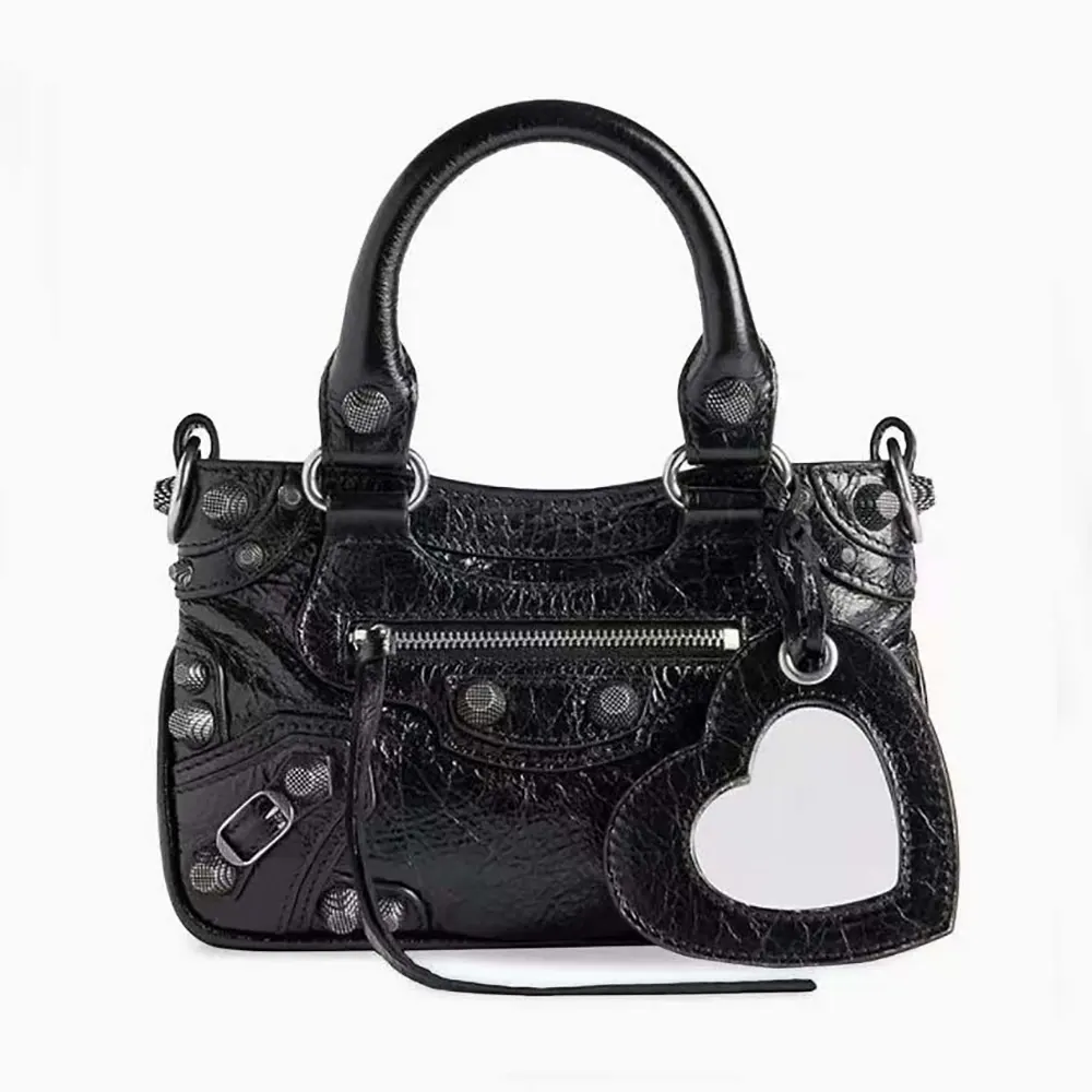 Front view of Balenciaga Women Neo Cagole XS Handbag in black lambskin