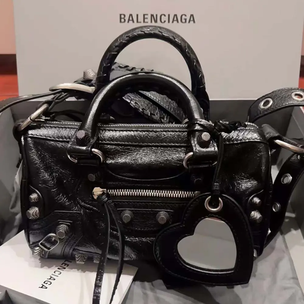 Balenciaga Women Neo Cagole XS Handbag in Black Arena Lambskin - image 9