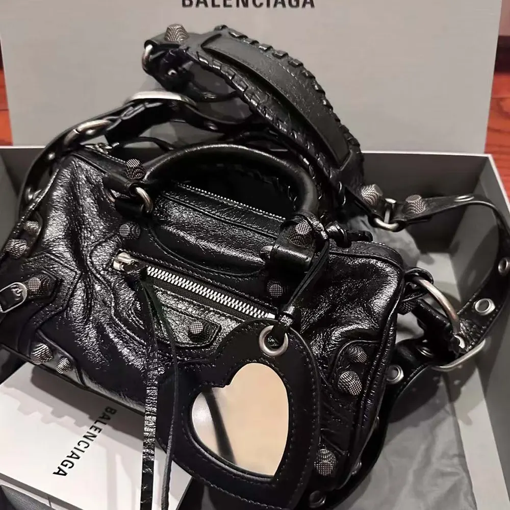 Balenciaga Women Neo Cagole XS Handbag in Black Arena Lambskin - image 8
