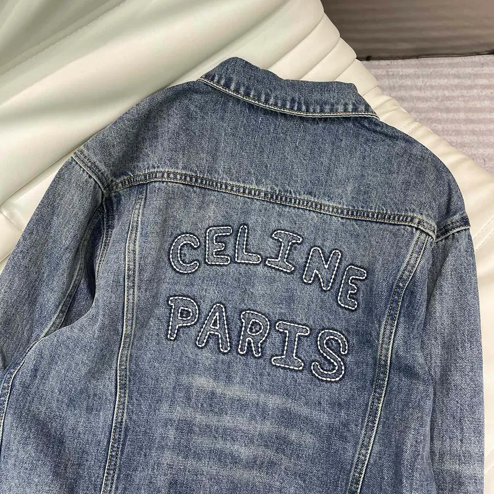Celine Women Trucker Jacket in Dark Union Wash Denim - image 6
