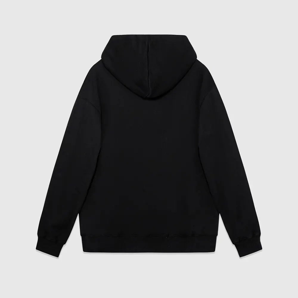 Side profile showing relaxed fit of Celine Men Loose Hoodie black