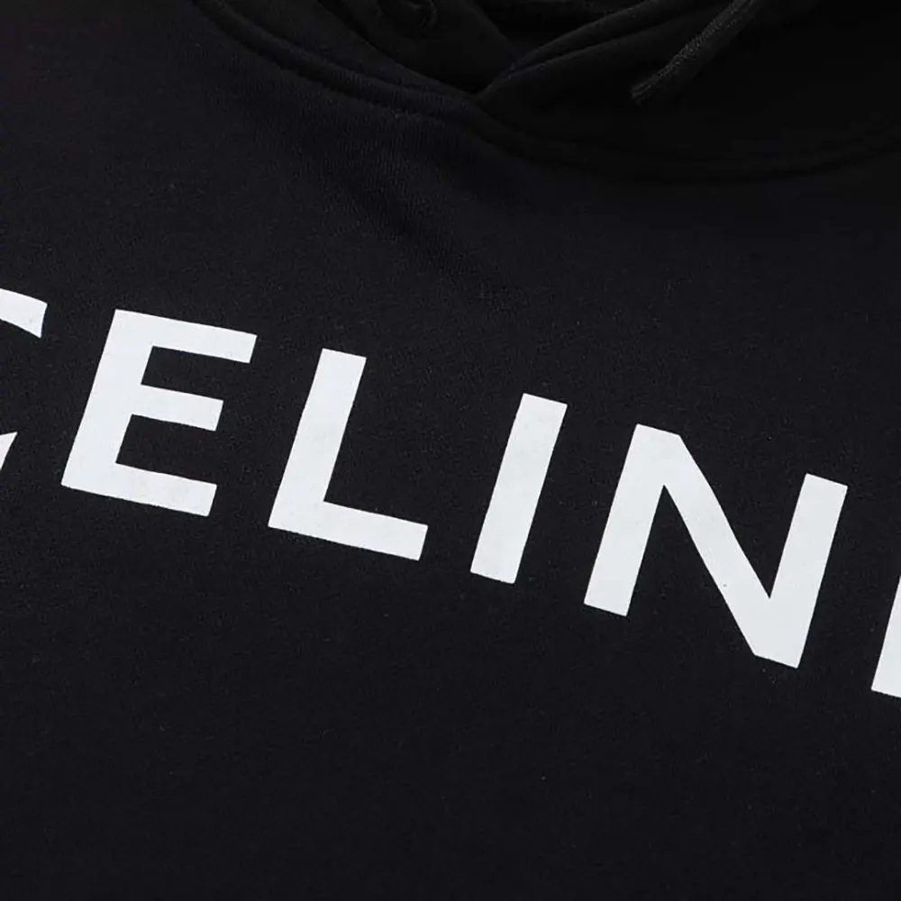 Celine Men Loose Hoodie in Cotton Fleece-Black - image 9