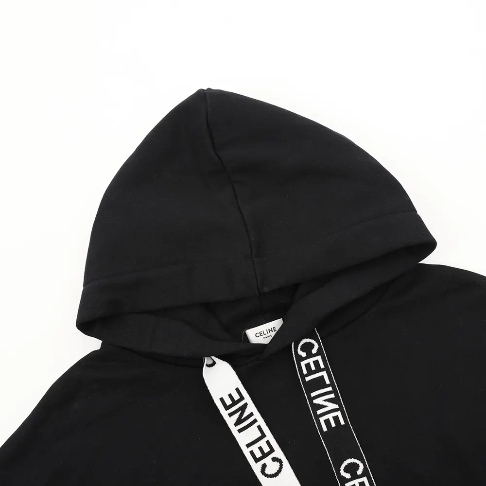 Celine Men Loose Hoodie in Cotton Fleece-Black - image 4