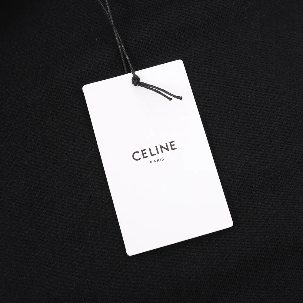 Celine Men Loose Hoodie in Cotton Fleece-Black - image 9