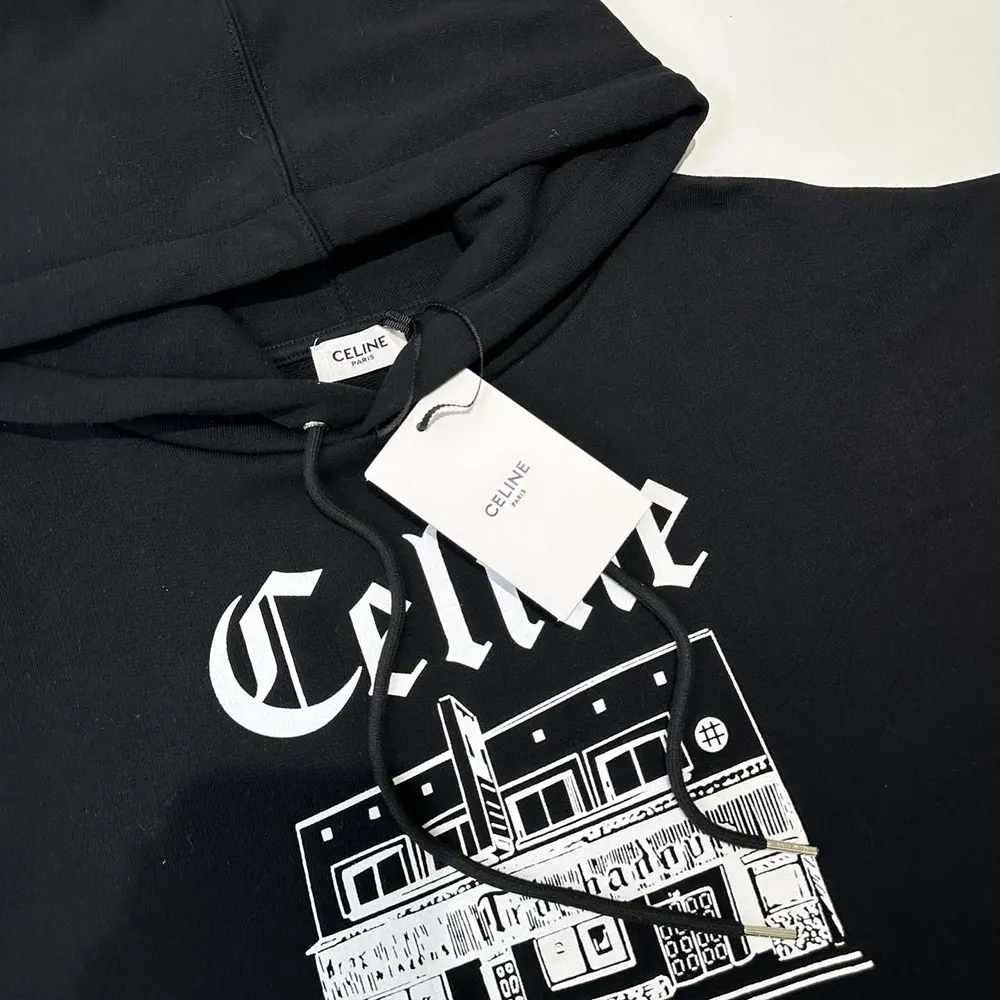 Celine Women Troubadour Loose Hoodie in Cotton Fleece-Black - image 5