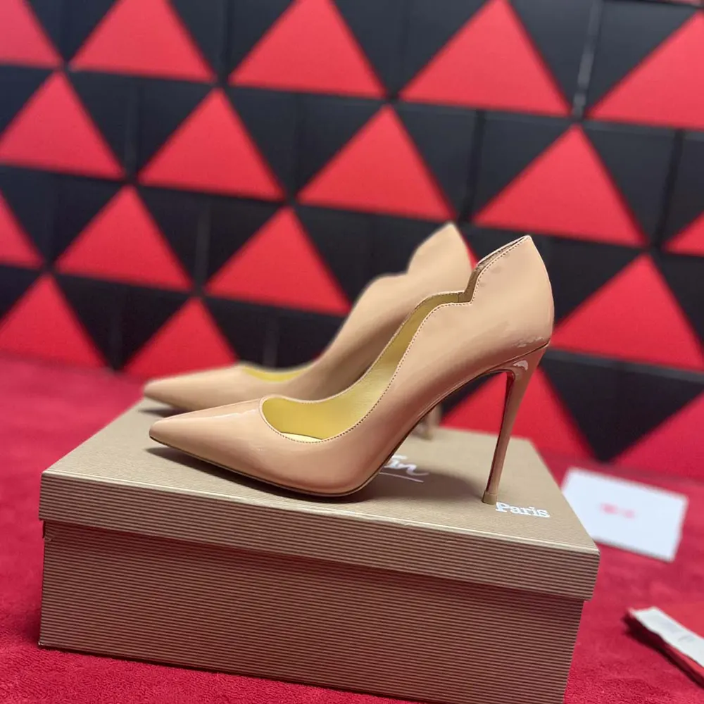 Christian Louboutin Women Hot Chick 100 mm Pumps Patent Calf Leather Beige - image 6