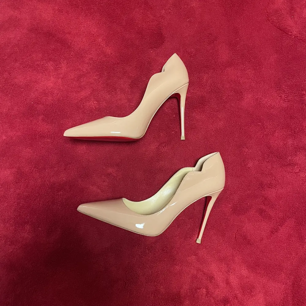 Christian Louboutin Women Hot Chick 100 mm Pumps Patent Calf Leather Beige - image 7