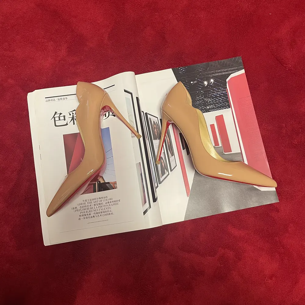Christian Louboutin Women Hot Chick 100 mm Pumps Patent Calf Leather Beige - image 5