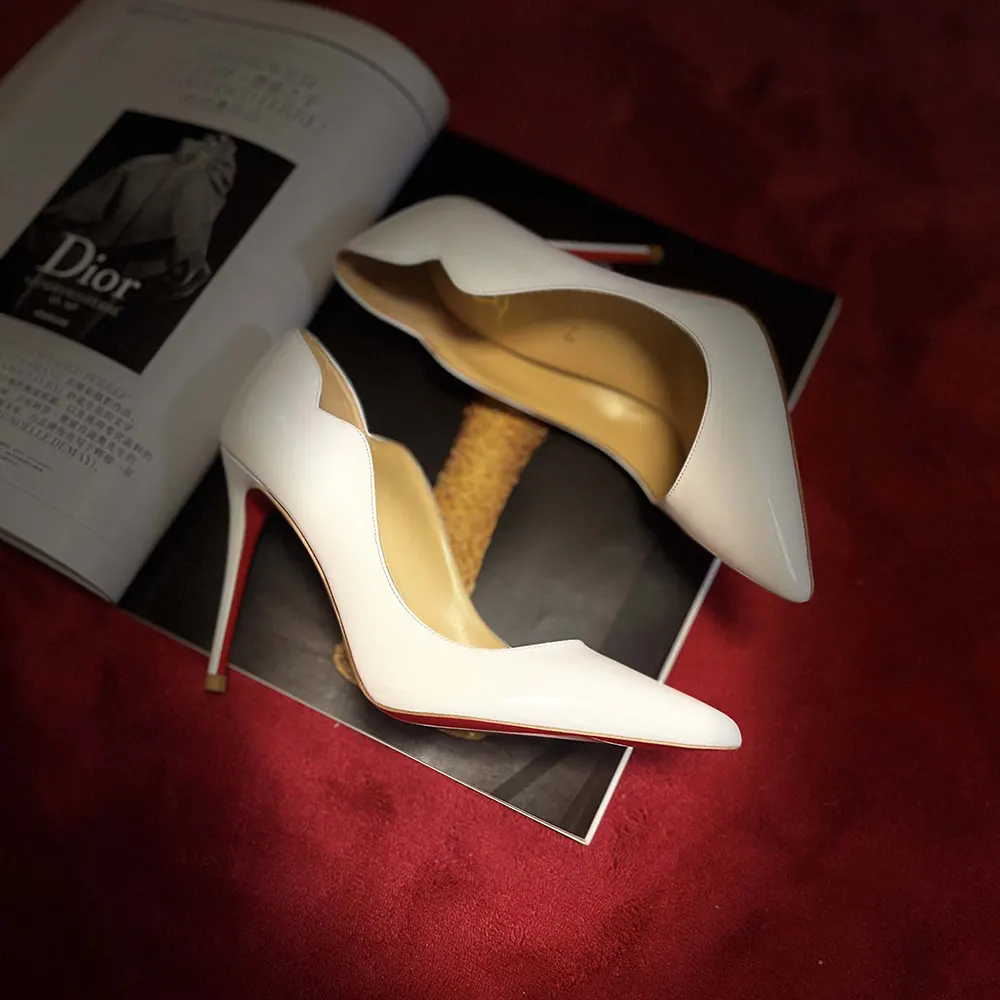 Christian Louboutin Women Hot Chick 100 mm Pumps Patent Calf Leather White - image 7