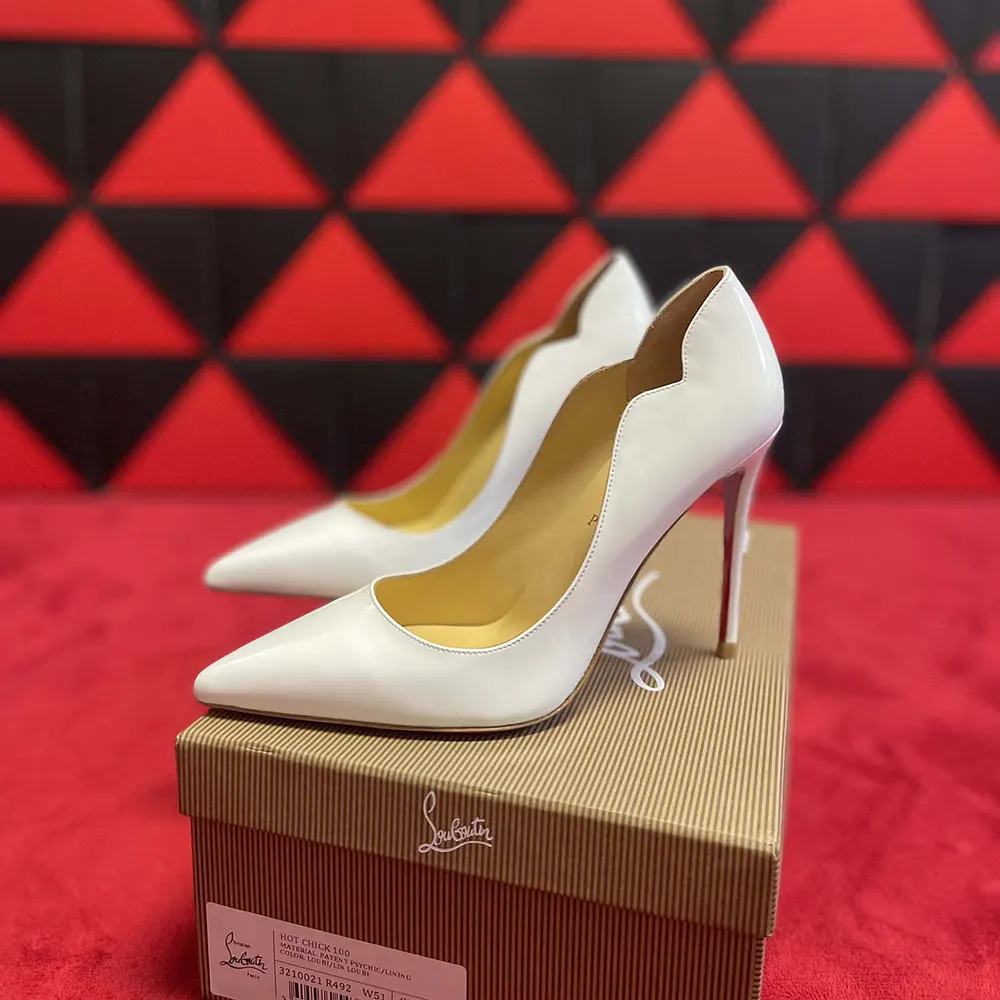 Christian Louboutin Women Hot Chick 100 mm Pumps Patent Calf Leather White - image 4