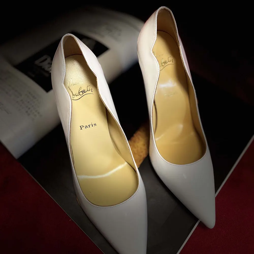 Christian Louboutin Women Hot Chick 100 mm Pumps Patent Calf Leather White - image 8