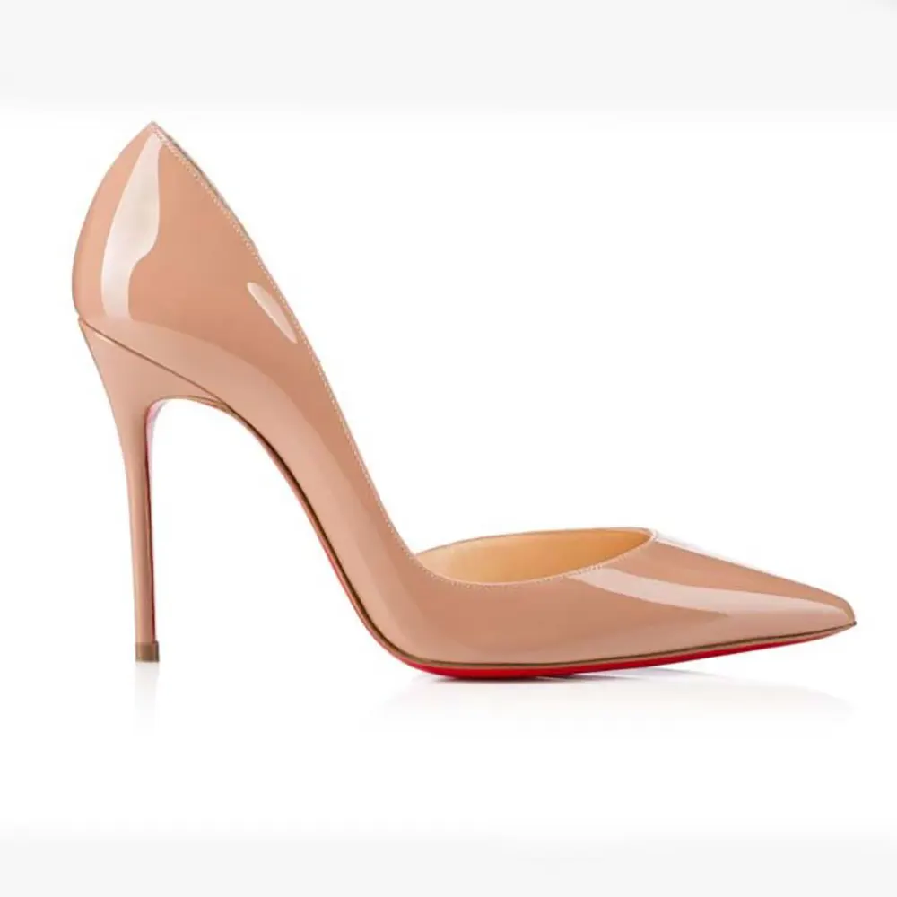 Side view of Christian Louboutin Women Iriza 100 mm Pumps Patent Calf Blush