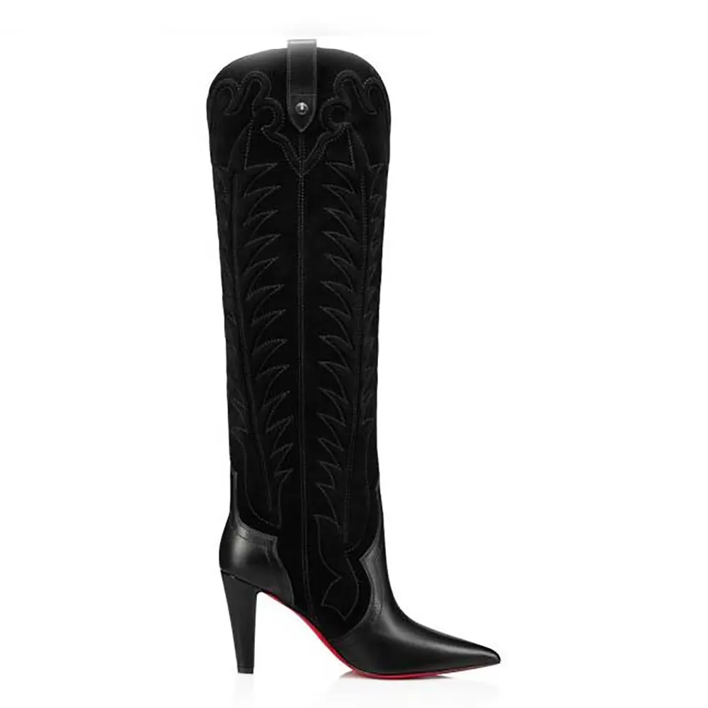 Side profile of Christian Louboutin Women Santia Botta 85 mm Boots in black