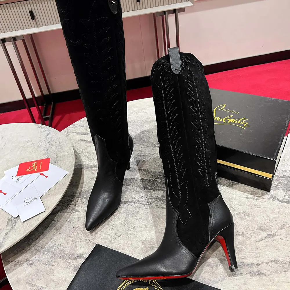 Christian Louboutin Women Santia Botta 85 mm Boots Calf leather and Veau Velours-Black - image 5