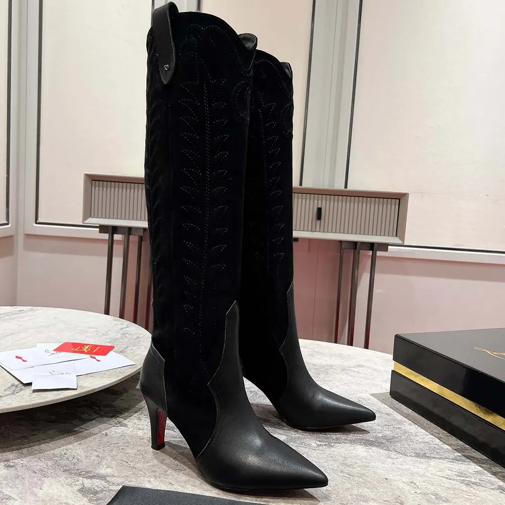Christian Louboutin Women Santia Botta 85 mm Boots Calf leather and Veau Velours-Black - image 4