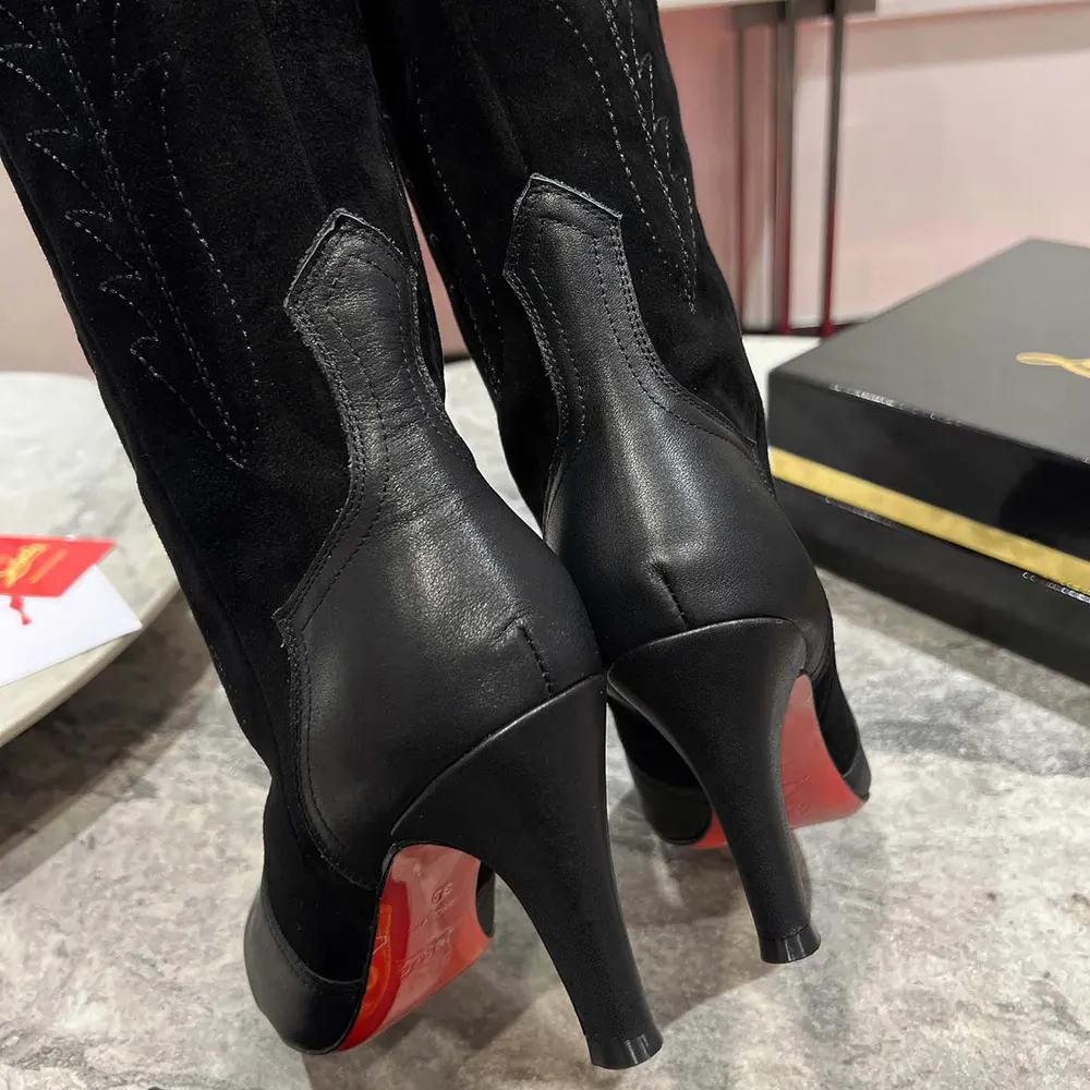 Christian Louboutin Women Santia Botta 85 mm Boots Calf leather and Veau Velours-Black - image 8