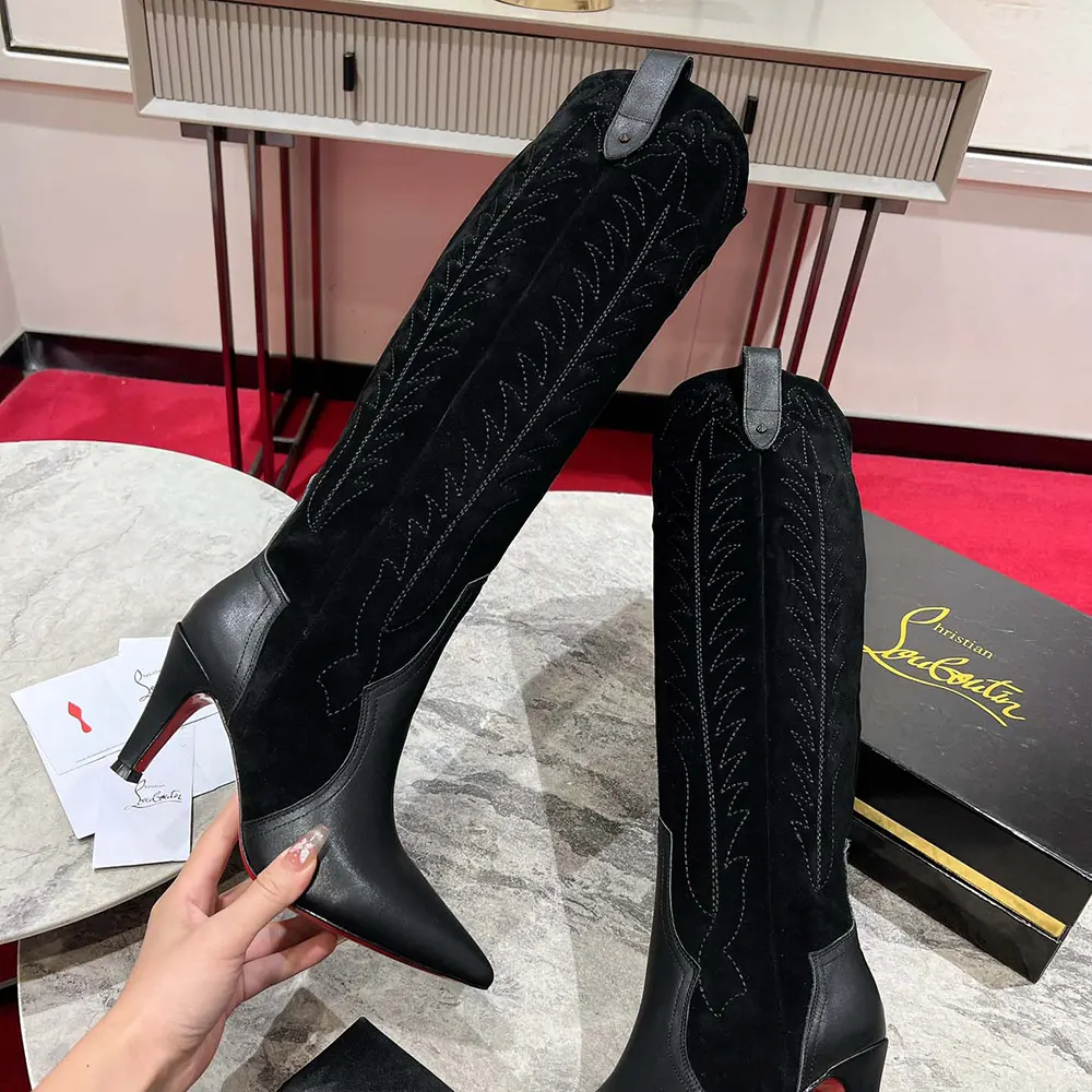 Christian Louboutin Women Santia Botta 85 mm Boots Calf leather and Veau Velours-Black - image 6