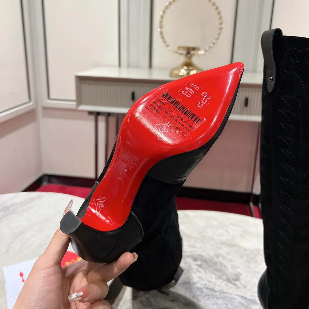 Christian Louboutin Women Santia Botta 85 mm Boots Calf leather and Veau Velours-Black - image 10
