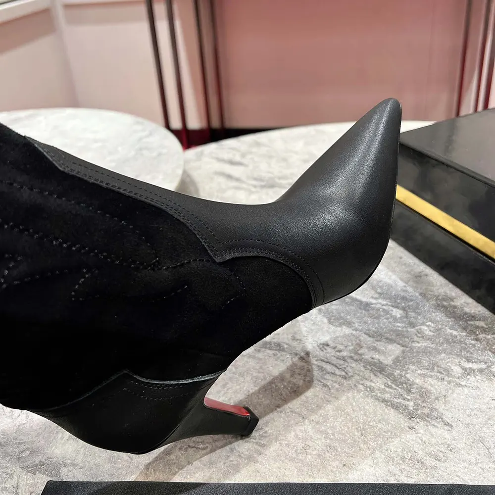 Christian Louboutin Women Santia Botta 85 mm Boots Calf leather and Veau Velours-Black - image 9