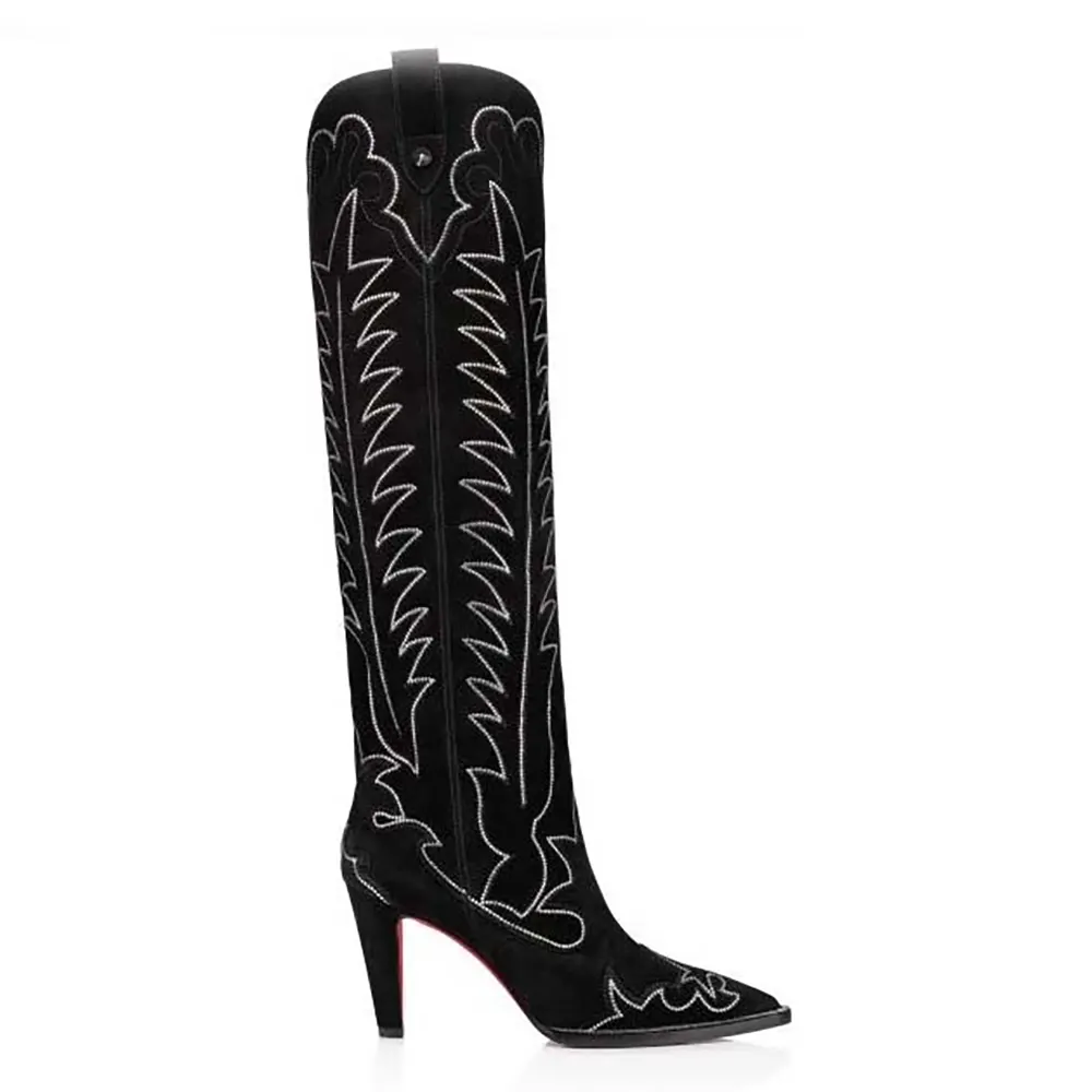 Side profile of Christian Louboutin Women Santia Botta Strass 85 mm Low Boots