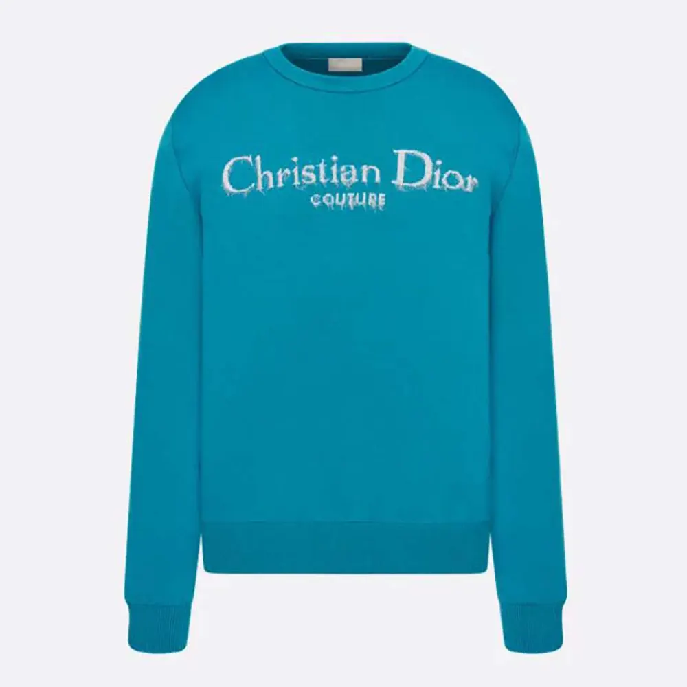 Front view of Dior Women Christian Dior Couture Sweater Blue Wool Blend