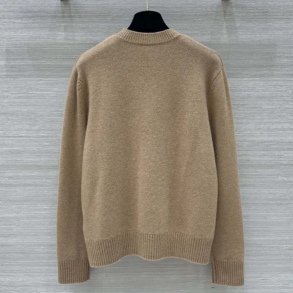 Side angle showing ribbed cuff on Dior Men DIOR AND LEWIS HAMILTON Sweater Brown