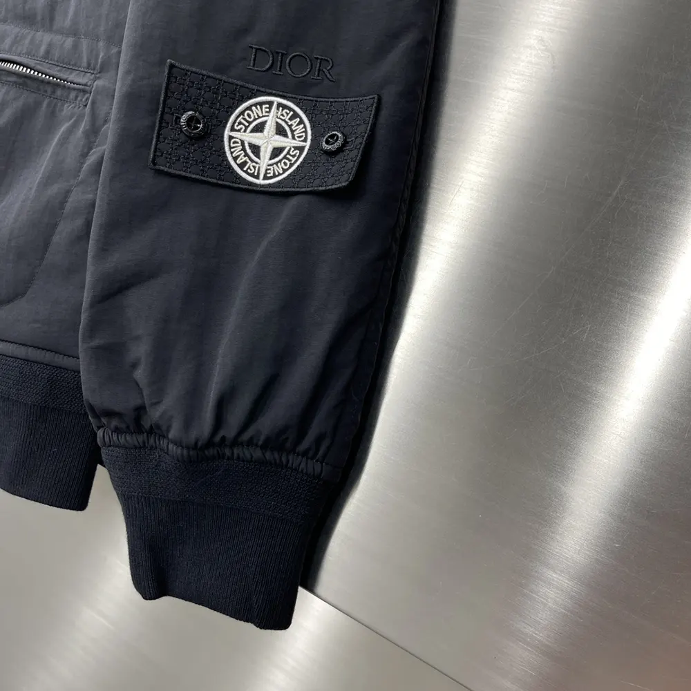 Dior Men DIOR AND STONE ISLAND Bomber Jacket Black Habotai Silk Blend - image 5