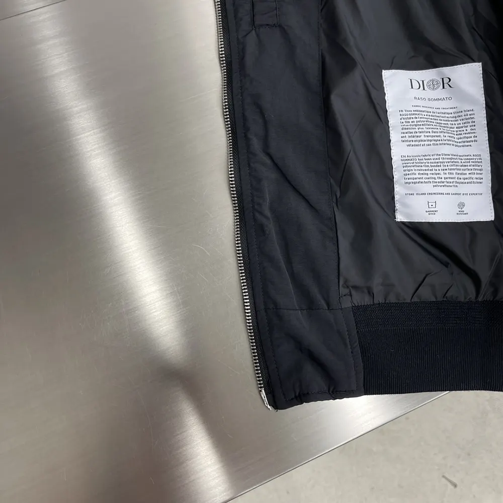Dior Men DIOR AND STONE ISLAND Bomber Jacket Black Habotai Silk Blend - image 6