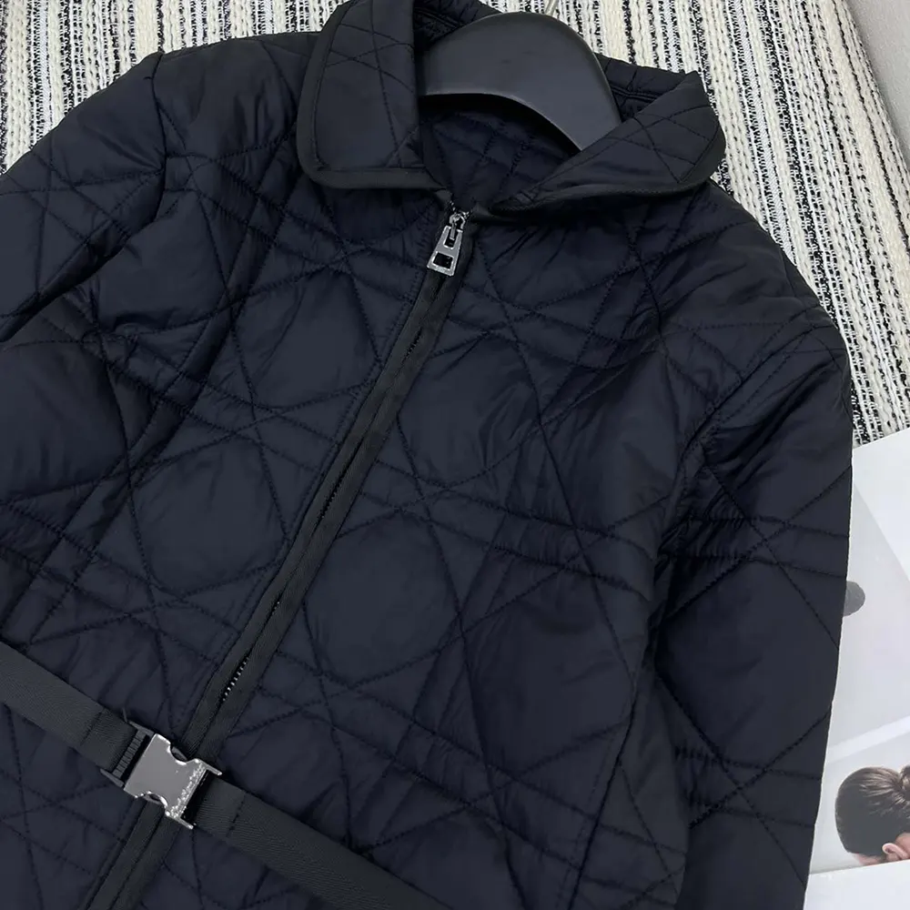 Dior Women Macrocannage Belted Peacoat Black Quilted Technical Taffeta - image 4